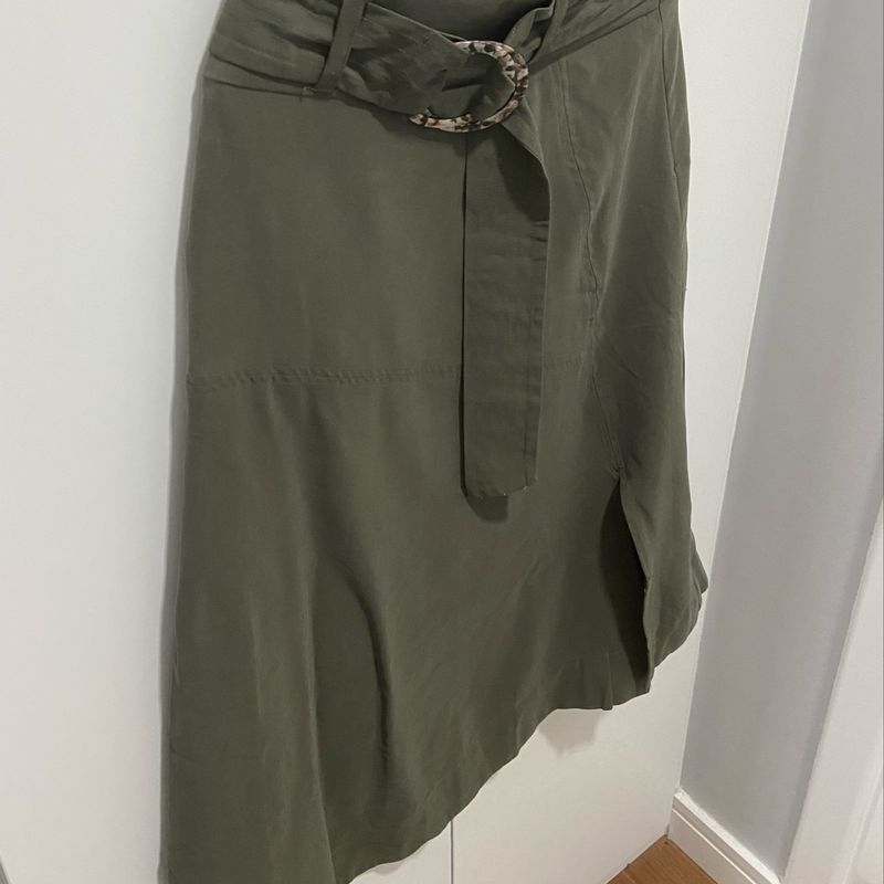 Saia midi discount verde militar renner