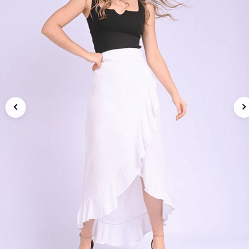 Saia Pareô Off White Transpassada Branca Longa/Midi Nova