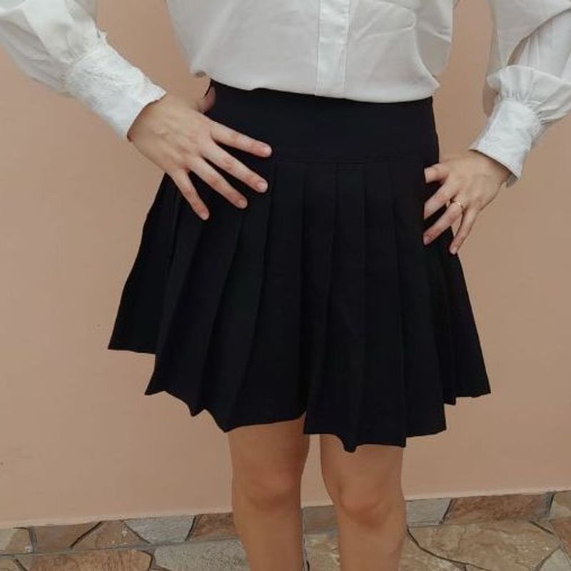 Saia Rodada Preta Colegial Pregueada Mulheres Meninas Mini Saia Curta  Cintura Alta Plissada M Saia Feminina Tulipa Usado 97285177 enjoei
