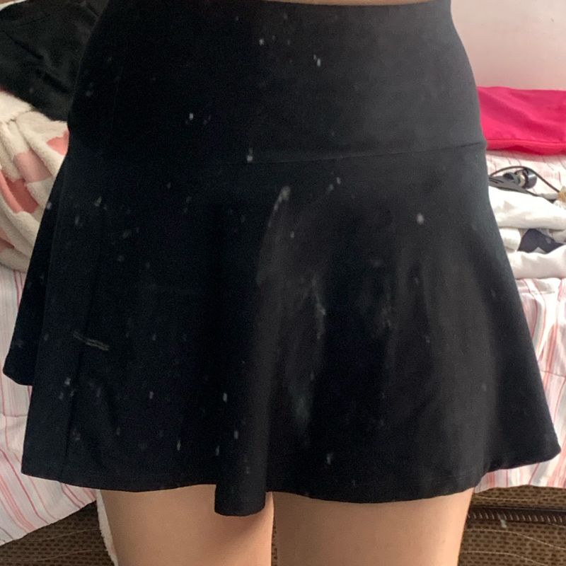 Saia Rodada Preta Plissada Cintura Alta Usado 102820164 enjoei