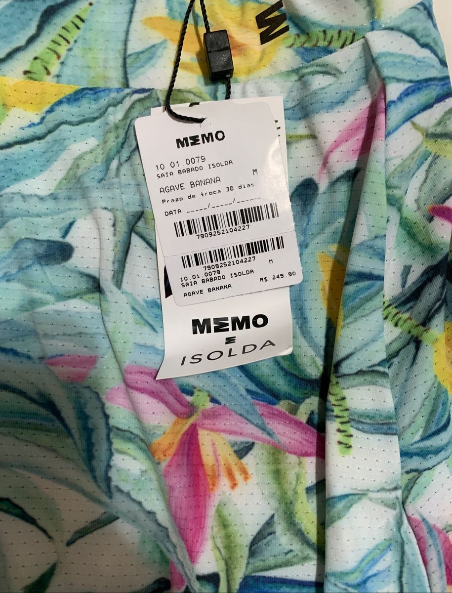 saia short isolda memo florida estampada babado azul nova - esportes isolda