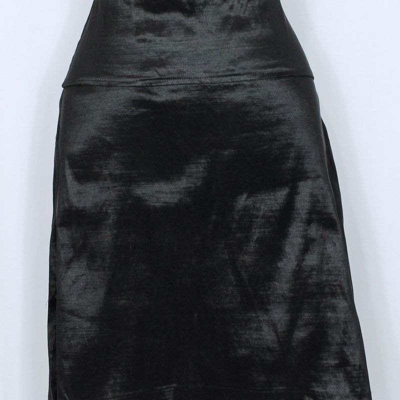 Saia Social Alfaiataria Festa Secretária Lápis Preto com Brilho