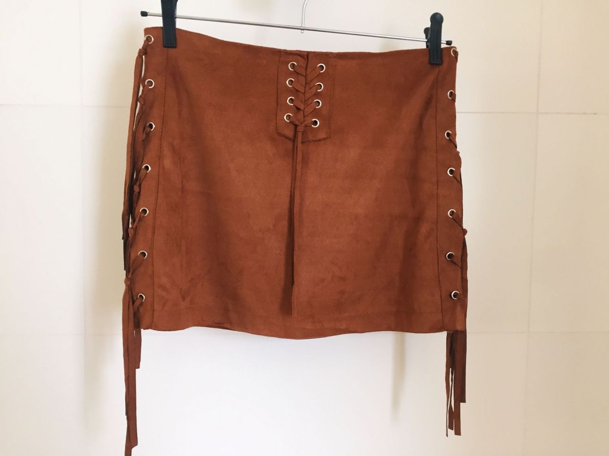 saia de suede com franja