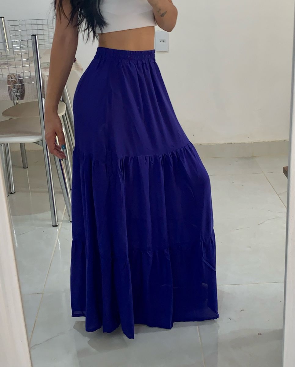 Saia azul royal longa cheap