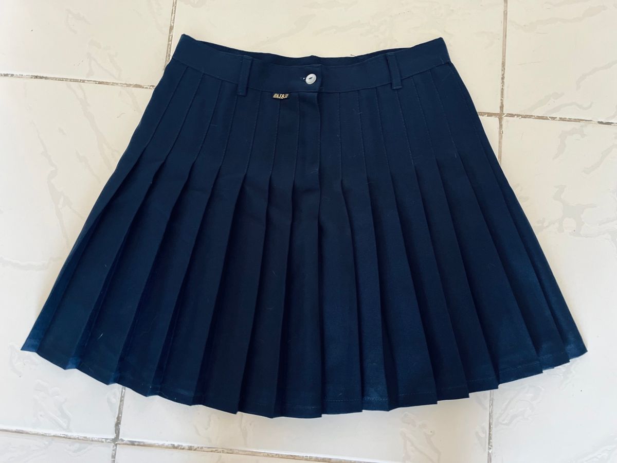 Saia Uniforme Colegial Azul Marinho Saia Feminina Aibj Nunca