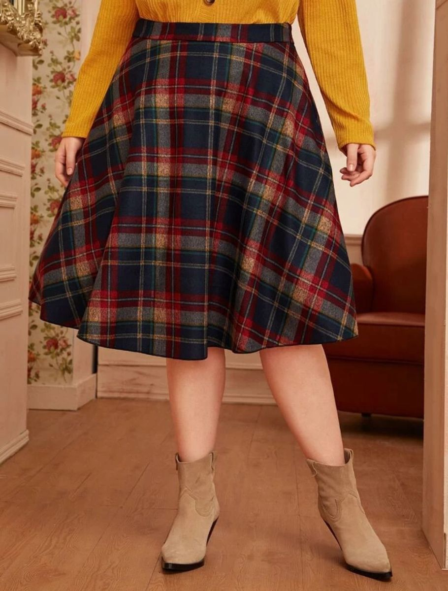 saia xadrez plus size