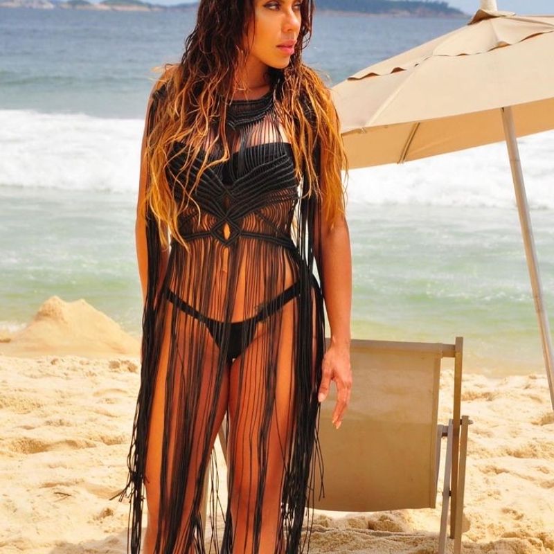 Saída de Praia Vestido em Macrame Pajaris