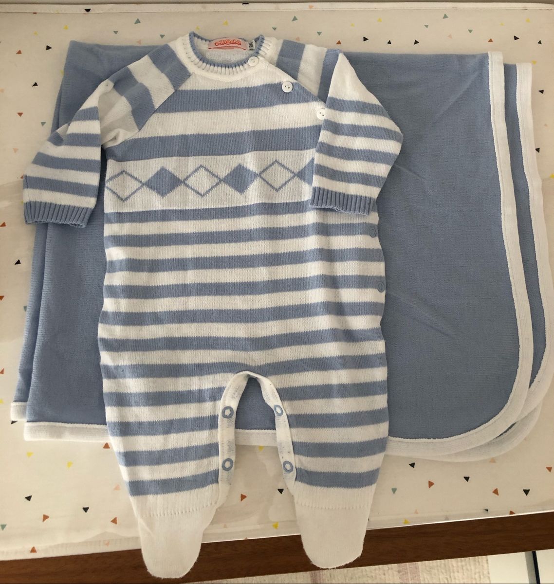 Saida Maternidade Azul Claro Macacao E Manta Linho Fresquinho Roupa Infantil Para Bebe Alo Bebe Usado Enjoei