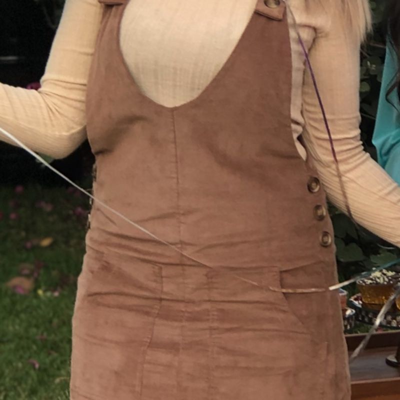 Salopete Marrom Veludo Cotelê Vestido Feminino Usado 75752625