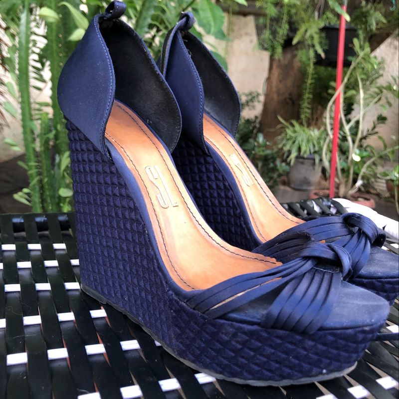 Salto Alto Azul Escuro Santa Lolla Sapato Feminino Santa Lolla Usado  80119794 enjoei