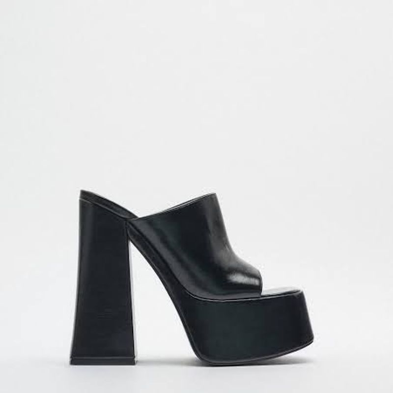 Salto Alto Couro Zara Plataforma Sapato Feminino Zara Nunca