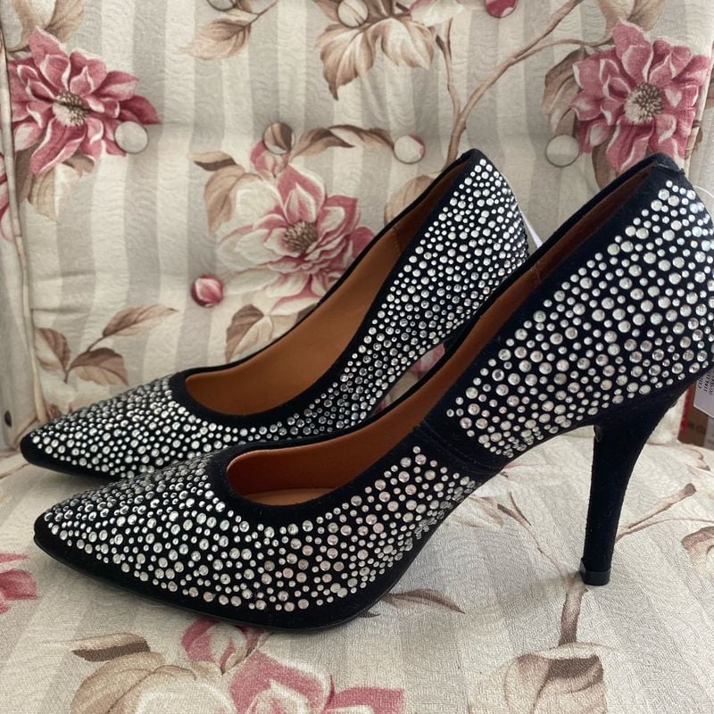 Calçado Salto Vizzano Preto CamurÃ§a Sapato Vizzano Preto CamurÃ§a