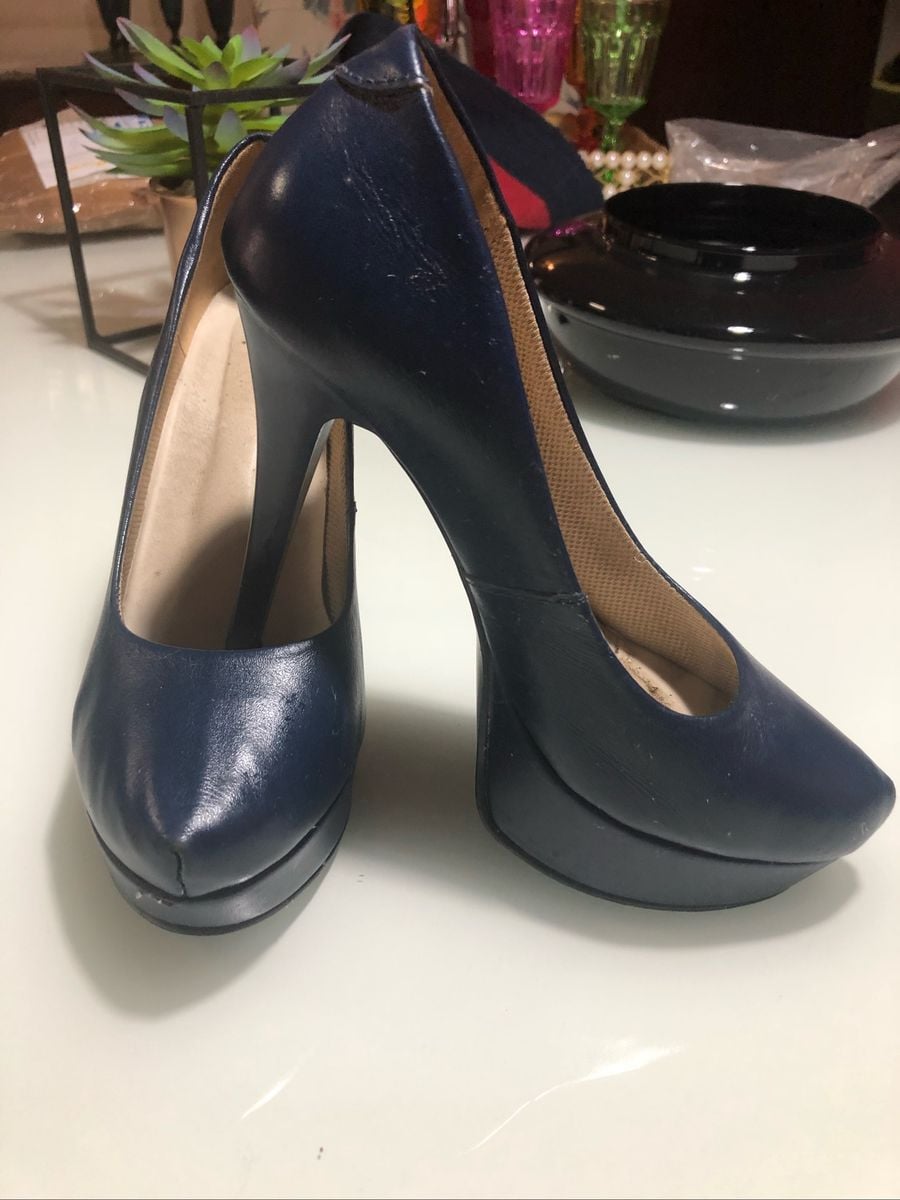 sapato meia pata azul marinho