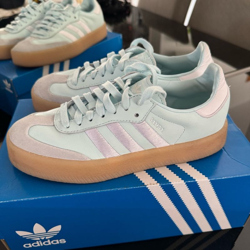 adidas gazelle silver green womens Adidas - Samba LT Sneaker in Semi Blue Burst & Cloud White
