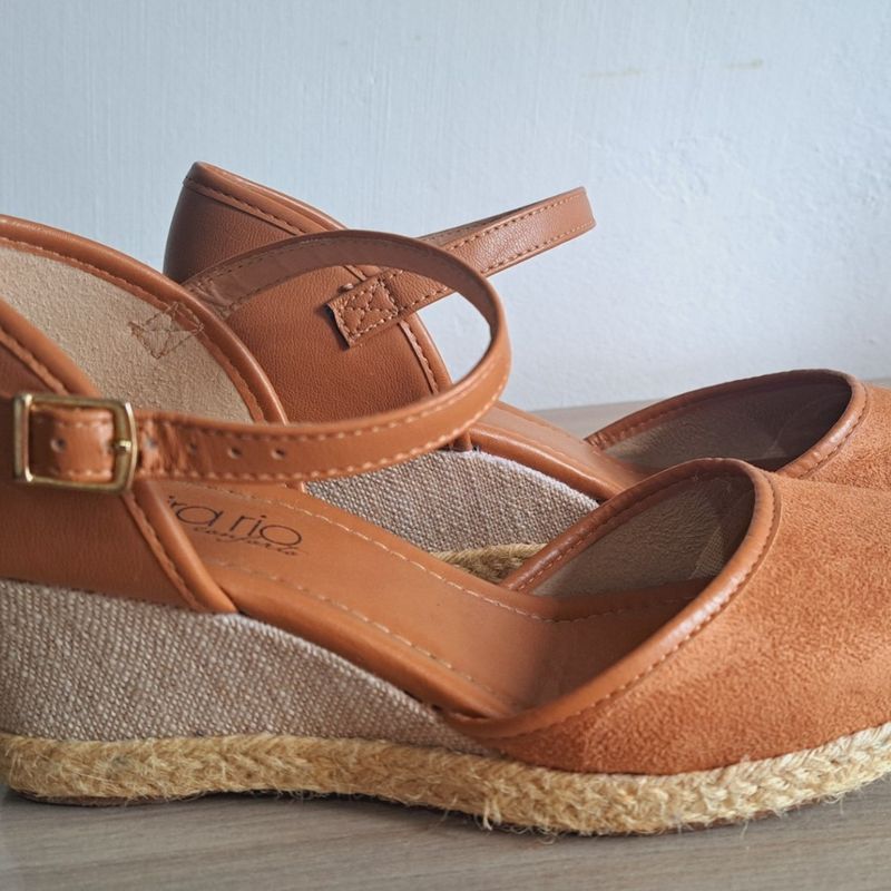 Sandália Anabela Beira Rio Espadrille Corda Feminina Caramelo