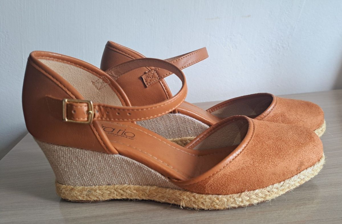 Sandália Anabela Beira Rio Espadrille Corda Feminina Caramelo