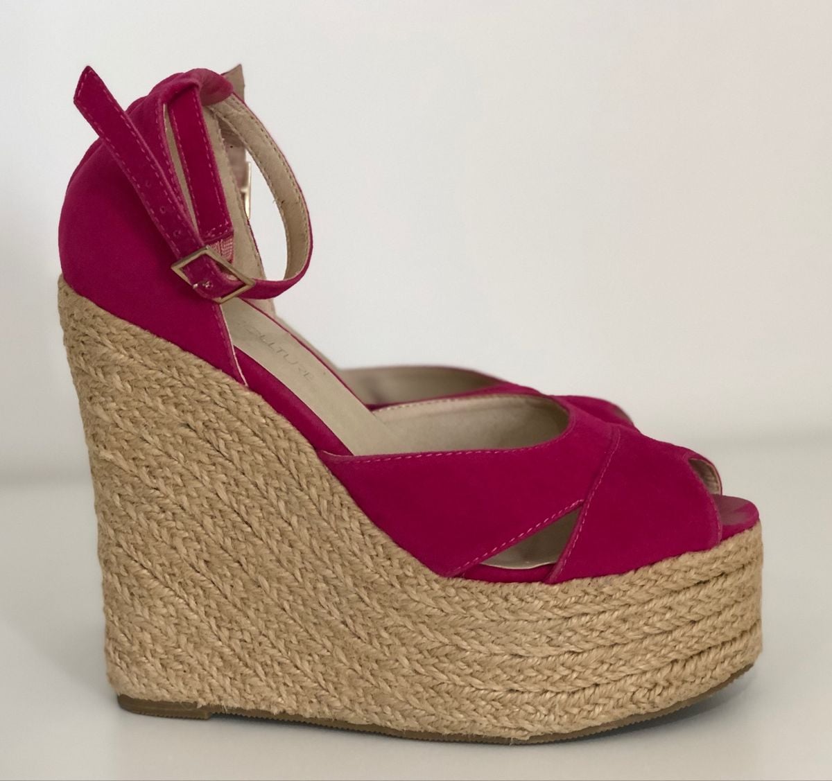 sandalia anabela rosa pink