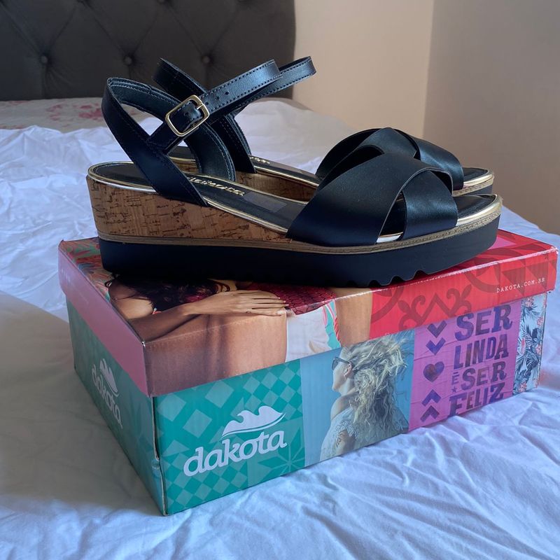 Sandália Anabela Dakota Cortiça Feminina Preto Sandália Feminina Dakota  Usado 78691135 enjoei