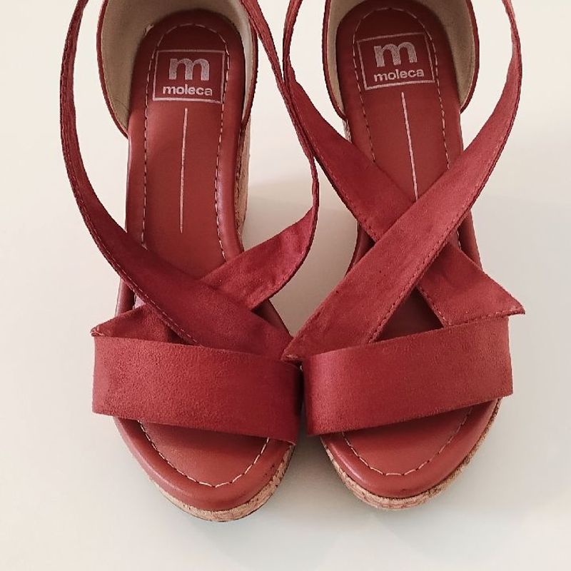 Sandália Anabela Peach Moleca Cortiça Coral Nova Sandália Feminina Moleca  Nunca Usado 95682311 enjoei