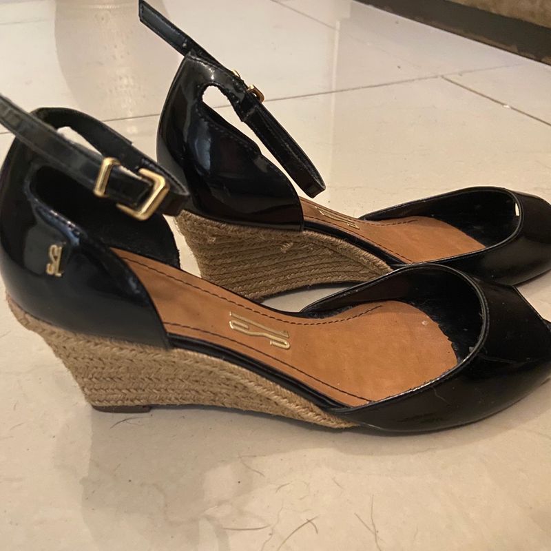 Sandlia Vizzano Anabela Plataforma Sandalia Preta Sandália Anabela