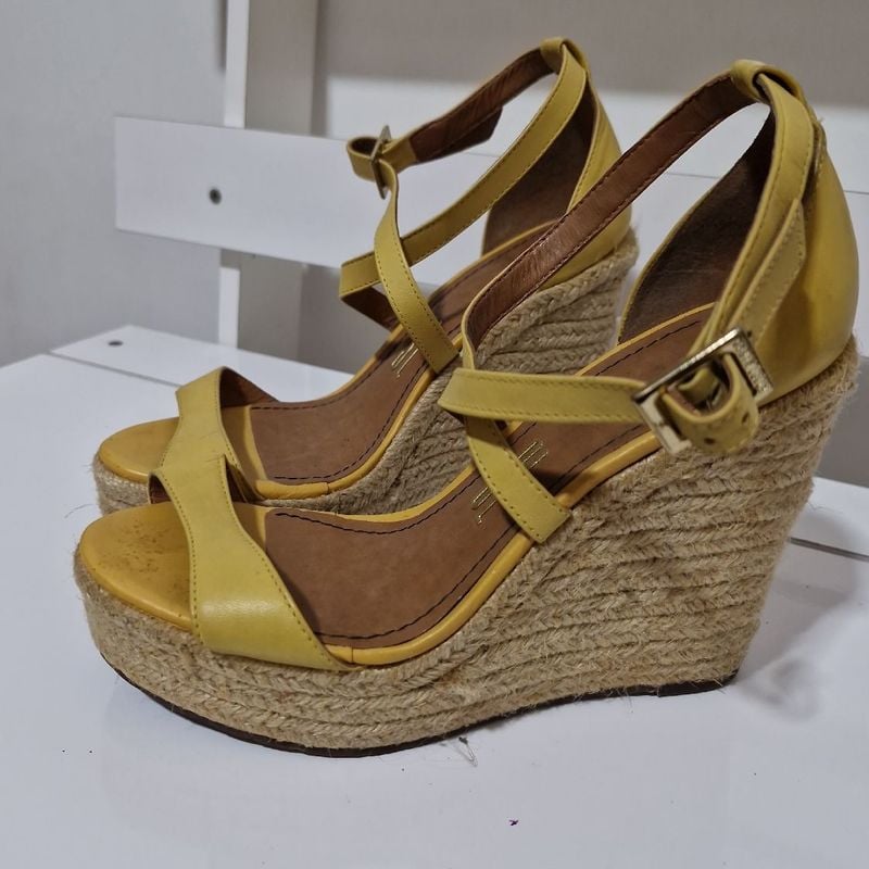 Sandália Anabela, Santa Lolla, Amarela, Salto Alto, Corda, Super