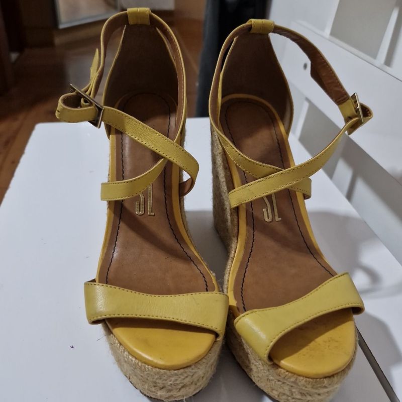 Sandália Anabela, Santa Lolla, Amarela, Salto Alto, Corda, Super