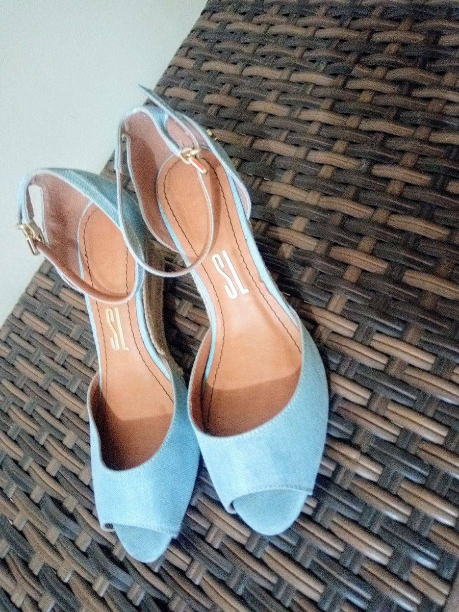 sandalia anabela jeans santa lolla