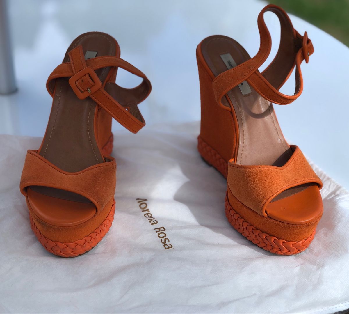 sandalia anabela morena rosa