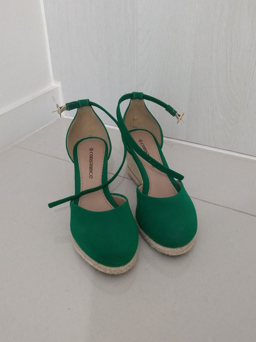 sandalia anabela verde bandeira