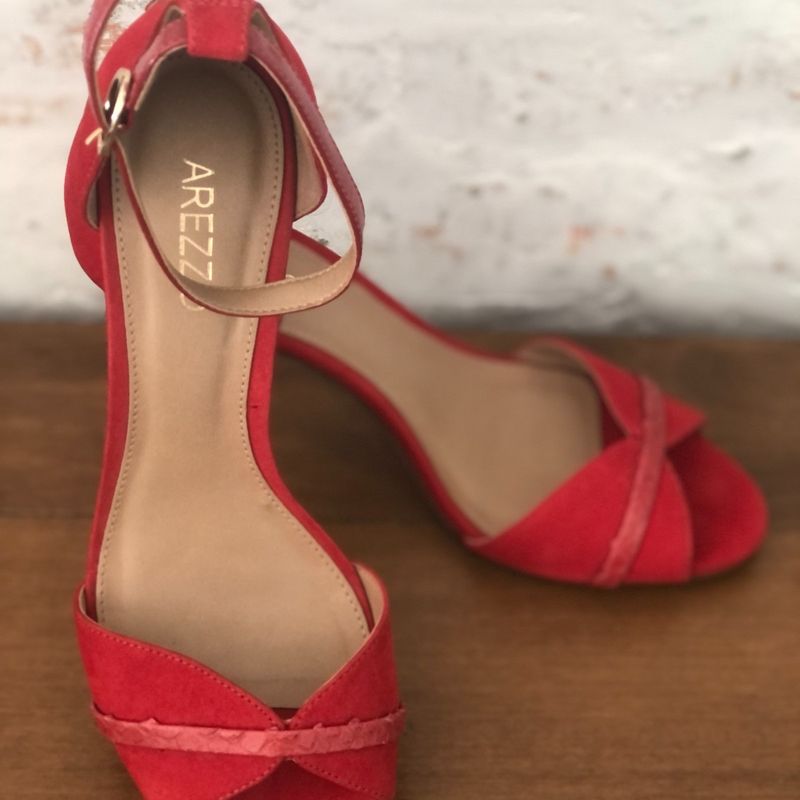 Sand lia Arezzo Nobuck Vermelho Salto Fino Sand lia Feminina