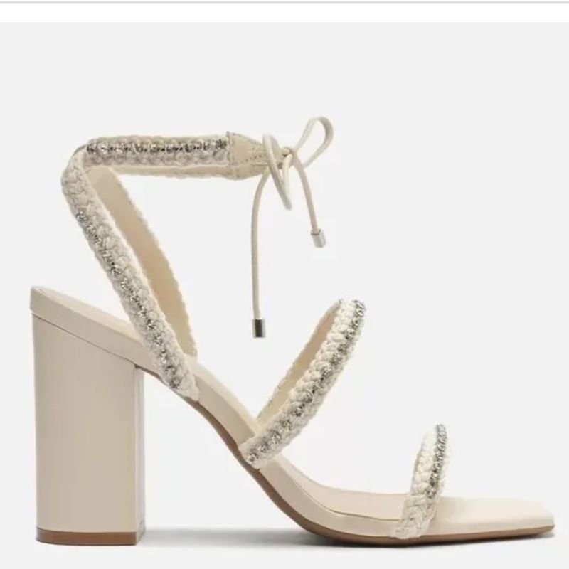 Sand lia Arezzo Salto Alto Bloco Strass Mykonos Arezzo Off White