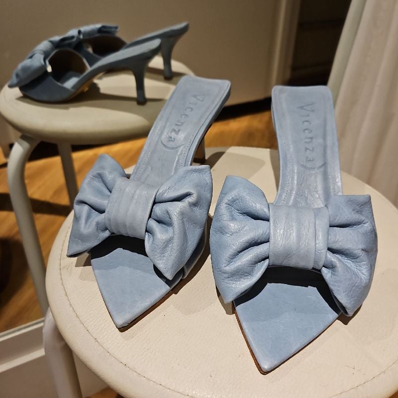 Sandália Azul Bebe com Laço- Vicenza Sandália Feminina Vicenza