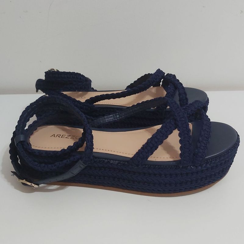 Sand lia Azul Marinho Tramada Flatform Arezzo Sand lia Feminina Arezzo Nunca Usado 84137223 enjoei