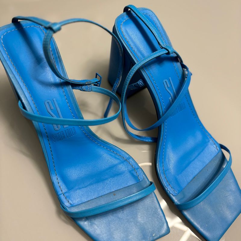 Sandália Azul Santa Lolla Salto Bloco Santa Lolla Usado