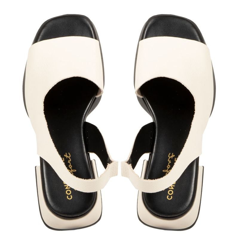 Sandália Comfort Couro Off White Salto Bloco Sandália Feminina Constance  Usado 95408384 enjoei