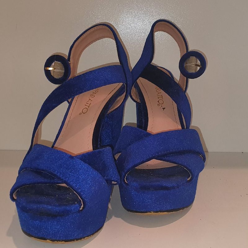 Sandalia salto best sale grosso azul royal