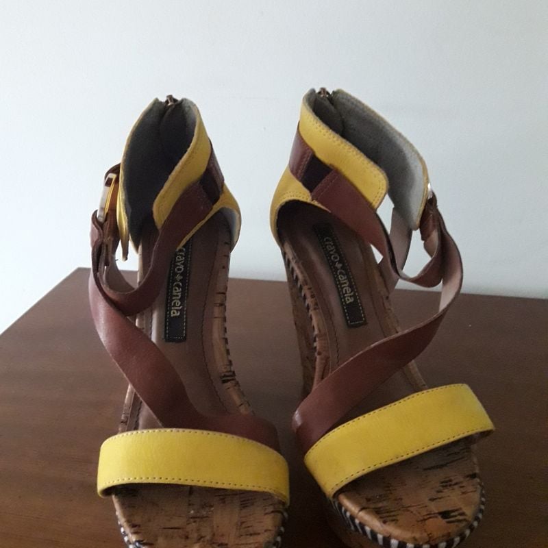 Canela Anabela Espadrille Cravo E Canela Sandália Salto Sandalia