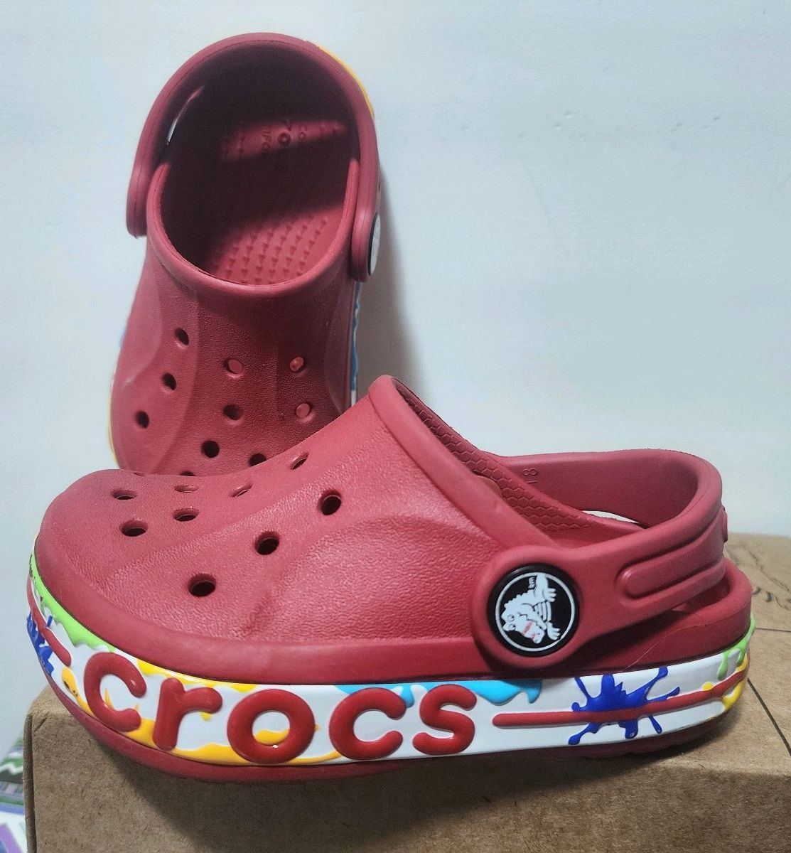 Sandália Crocs Bayaband Paint Splash Clog Infantil Pepper 25 | Calçado ...