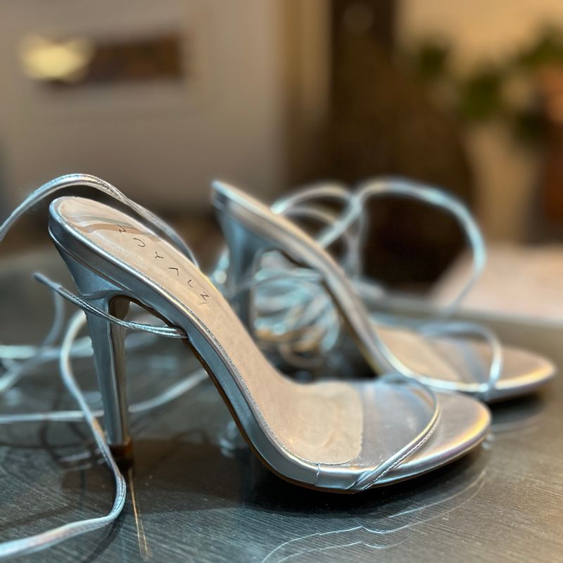 Sandália de Amarrar Prata Royalz Usado 107157626 enjoei