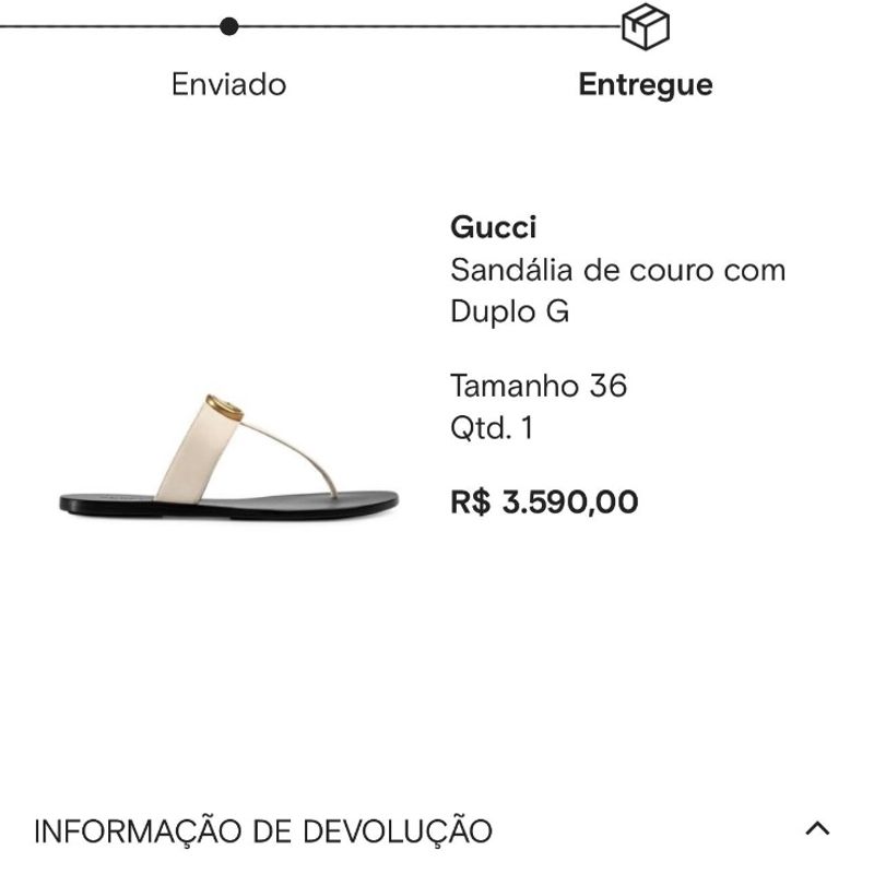 Sandália de Couro com Duplo G | Gucci Usado 95714980 | enjoei