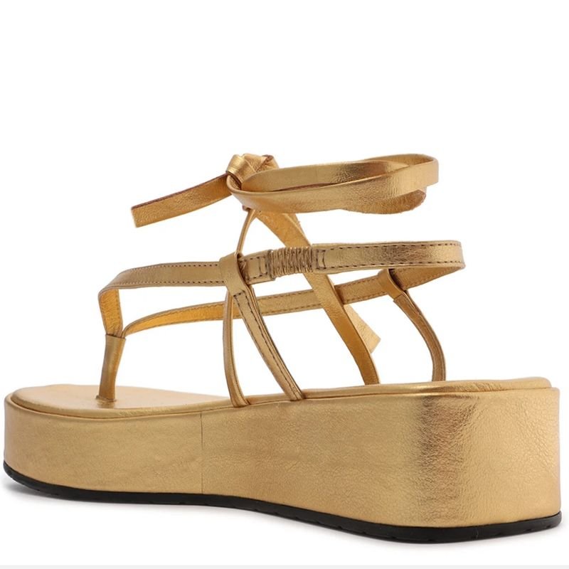 Sand lia Dourada Flatform Amarra o Arezzo Sand lia Feminina