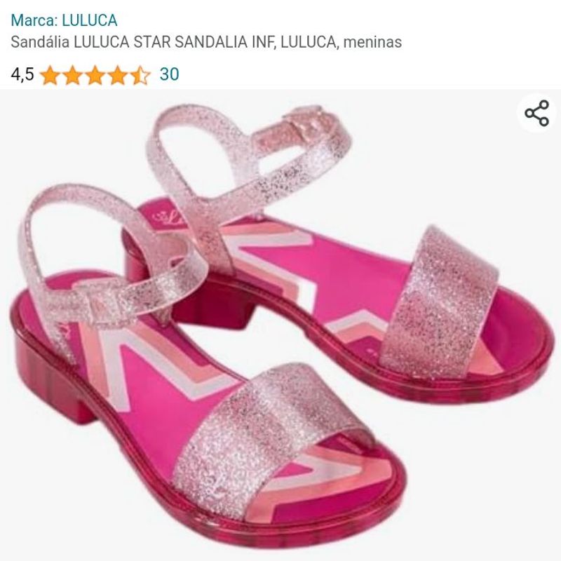 Sandália Infantil para Menina Mar e Cor Rosa com Glitter