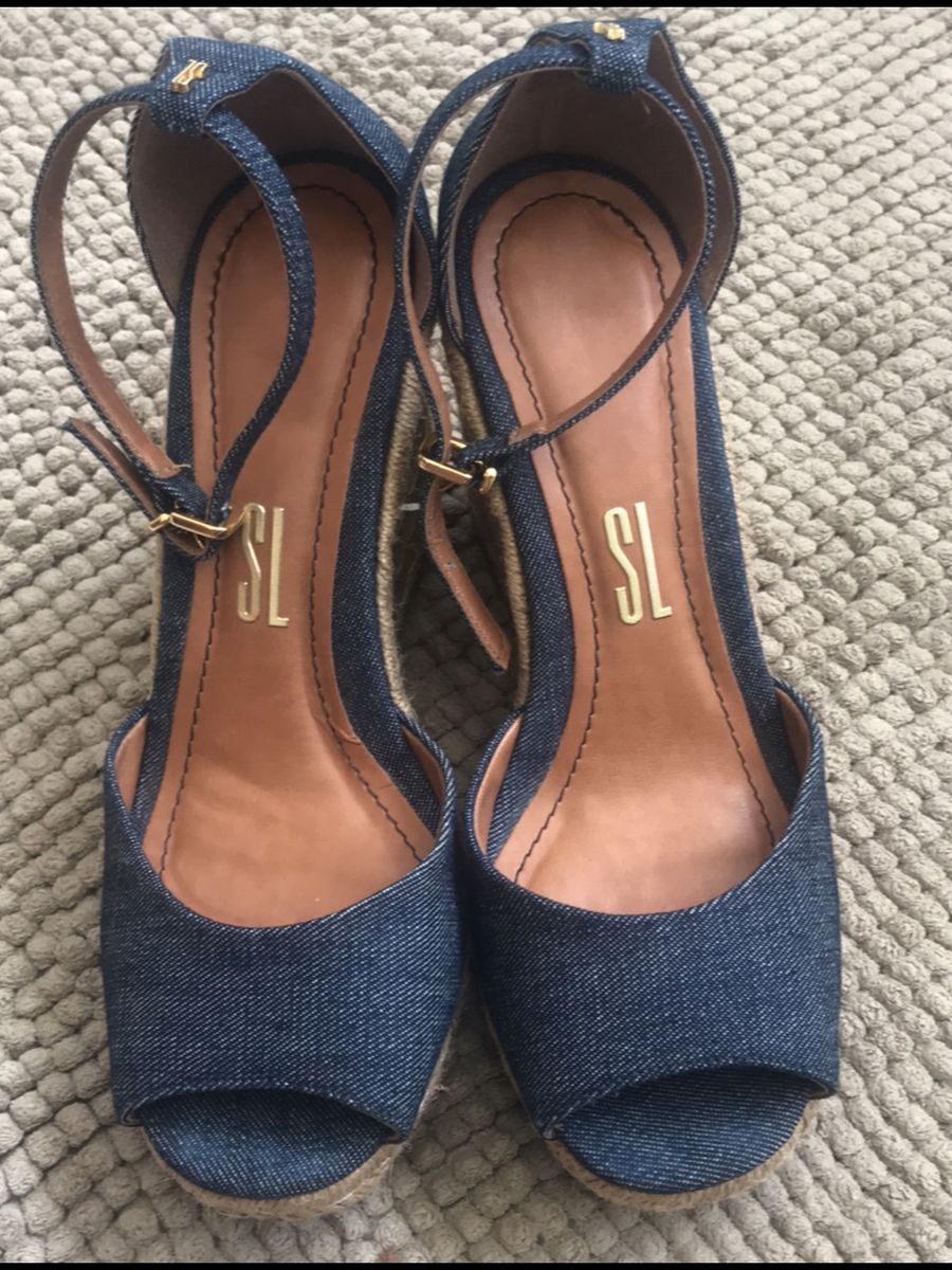 sandalia anabela jeans santa lolla