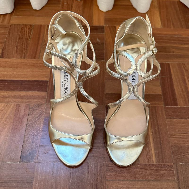 Sandalia Lang Jimmy Choo Dourada Tam 38 1/2 Sola | Jimmy Choo