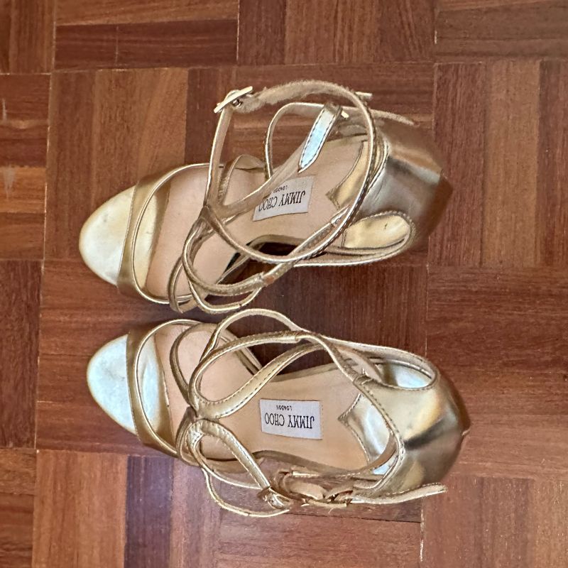 JIMMY CHOO ゴールドサンダル 38 楽天市場】ジミーチュウ サンダル ミュール フラットシューズ ゴールド