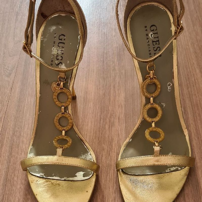 Sand lia Lia Guess Dourada Salto 11cm Sand lia Feminina Guess