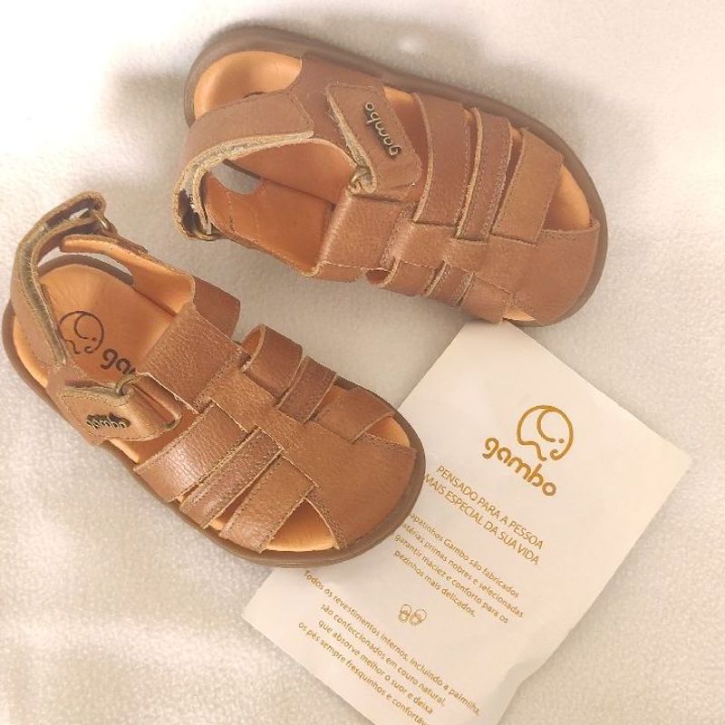Sandália Masculina Gambo em Couro, Tamanho 23, Fechamento em