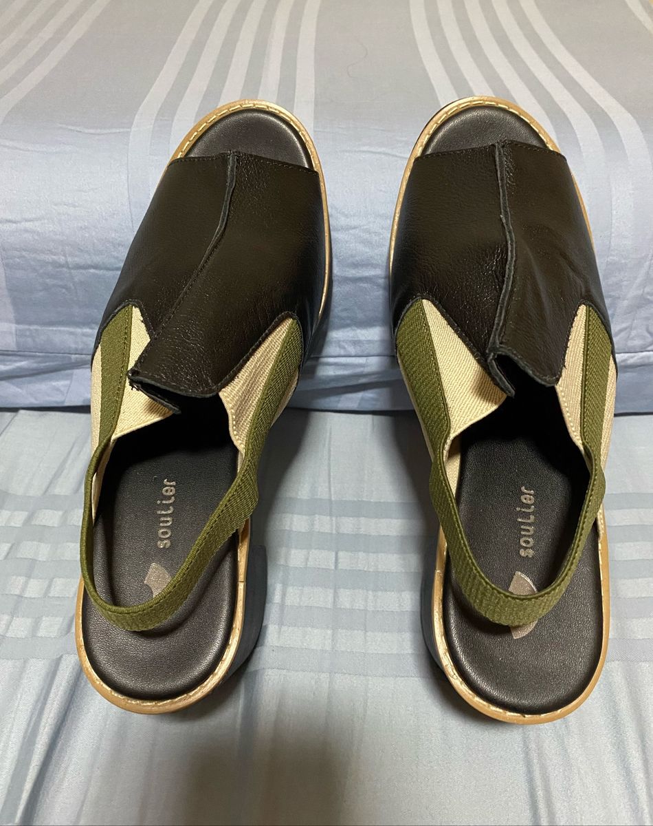 Sandália Meia Pata em Couro Preta Soulier | Sandália Feminina Soulier ...