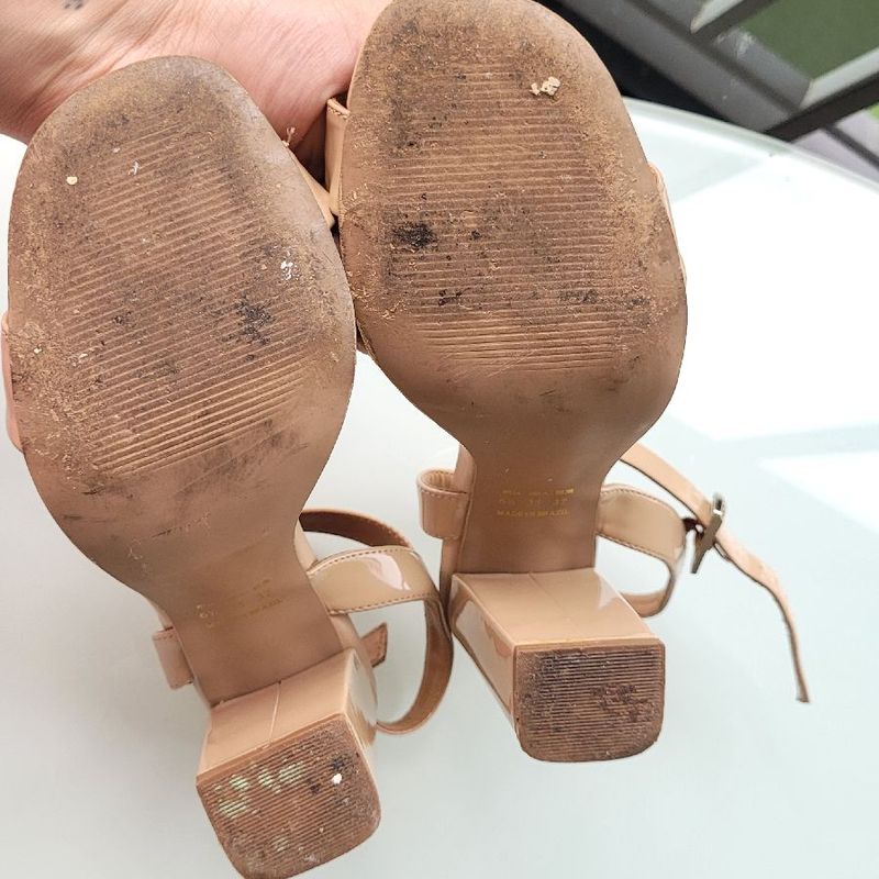 Sandália Morena Rosa Nude/Bege Salto Bloco Médio Sandália