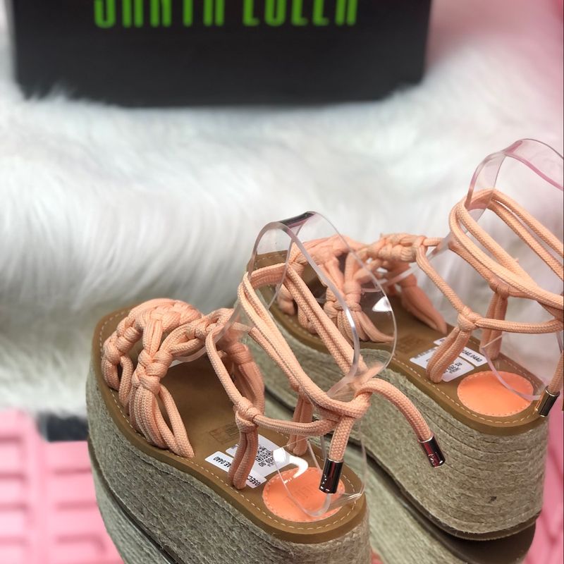 Sandália Plataforma Santa Lolla Salmão Corda Amarração Nova 35